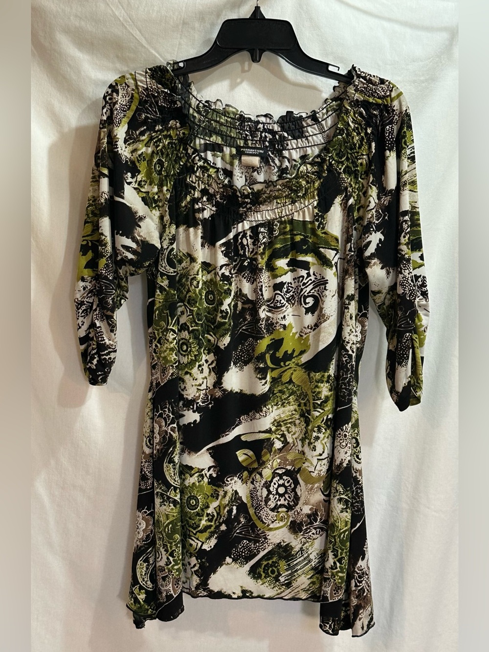 Perseption Concept Abstract Print Green & Black Boho Tunic
